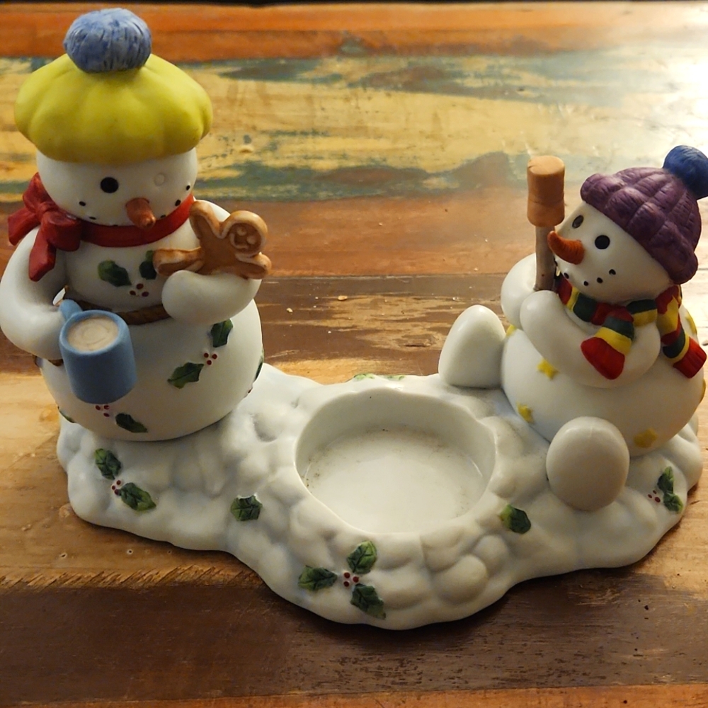 Partylite Snowmen Campfire Tealight Holder